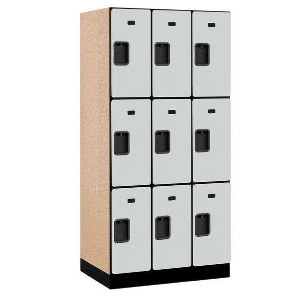 Wardrobe Locker, 36" W, 21" D, 76" H, (3) Wide, (9) Openings, Gray